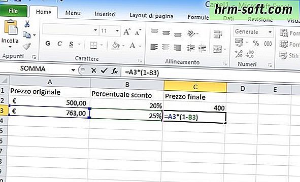 subtract a percentage in excel formula